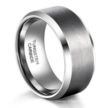 Anneaux de tungstène de mode 10 mm Bilan en acier en acier en tungstène noir et argent